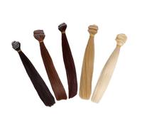 DECORNIJIA 5 Pièces Extensions de Cheveux Synthétiques Résistantes Chaleur pour Poupées Mèches Lisses pour DIY Cosplay Bjd Accessoires de Coiffure