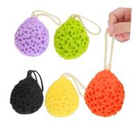 DECORNIJIA 5 Pièces Lot de Éponges de Bain Colorées avec Boucle de Suspension Éponge Exfoliante Douce pour Corps Lavette de Absorbante pour Nettoyage et Gommage Peau Couleur