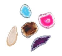 DECORNIJIA 5 pièces Lot de Pendentifs Agate Colorés Percés pour Bijoux DIY Formes Aléatoires Moyenne Assortiment Bleu Gris Rose Noir Décorations Artisanales Élégantes