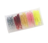 DECORNIJIA 50 pièces Kit de Leurres Souples avec Boîte pour Truite Perche Appâts Plastique Naturels Résistants Assortiment Colorés pour Eaux et Salées Couleur Couleur