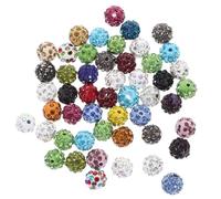 DECORNIJIA 50 pièces Perles Rondes Disco Ball à Strass Ab Intercalaires DIY pour Fabrication Bijoux Bracelets et Colliers Mélange Couleurs