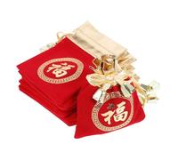 DECORNIJIA 50 Pièces pochettes de bénédiction du an petits sacs à cordon pochette à cordon de mariage chinois sacs fu chinois flanelle rouge