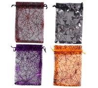 DECORNIJIA 50 Pièces Sachets Cadeau Halloween Organza avec Motif Toile Araignée Sacs à Petit Format Pochettes Festives pour Fête et Distribution de Friandises