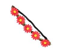 DECORNIJIA 5pièces Couronne De Fleurs Tournesol Hawaïenne Bandeau Floral Événement Tropical Accessoire De Fête Élégant Et Charmant Pour Danse Campfire Et Photos Rouge