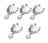 DECORNIJIA 5pièces Décorations Ongles Zircon Forme De Cœur Strass Cat Eye Pour Manucure Élégante Et Diy