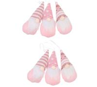 DECORNIJIA 6 Pièces Décorations Suspendues Noël Bonnet Rudolph Gnomes sans Visage Ornement Sapin Rose Petit