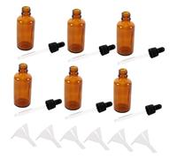 DECORNIJIA 6 pièces Flacon Huile Essentielle Verre Teinté avec Pipette et Entonnoir Lot pour Huiles Format Voyage Pratique et Design Élégant
