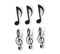 DECORNIJIA 6 pièces Lot de Pinces Forme Notes Musique Noires Porte Partitions Robustes et Simples pour Musiciens et Compositeurs