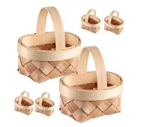 DECORNIJIA 6 pièces Mini Paniers Bois Tissés Main Corbeilles Décoratives Portables avec Poignée Rangement Compact pour Bonbons Pique- Jardin et Maison Lot