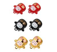 DECORNIJIA 6 pièces Pendentifs Cloches Cuivre Porte-chance Décoratifs pour Sacs Porte-clés et Bracelets Ornement Suspendu Chanceux Rouge Noir Or