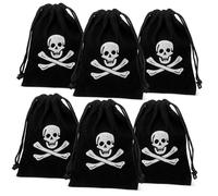 DECORNIJIA 6 Pièces Sacs à Bonbons Pirate Halloween Sacs Réutilisables avec Cordon Pochette Créative pour Fête Rangement Petits Objets et Friandises