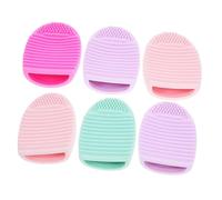 DECORNIJIA 6 pièces Silicone Makeup Brush Cleaner Pad Durable Reusable Beauty Cleaner Half Egg Shape Mixed Colors For Home And Salon