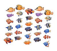DECORNIJIA 60 Pièces Découpes Papier Poissons Tropicaux Colorés Double Face pour Décoration Murale École et Classe Cartes Décoratives Océaniques pour Tableau et Fête