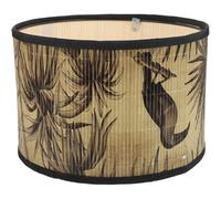 DECORNIJIA Abat-Jour en Bambou Tissé Cylindrique Motif Oiseaux, Abat-Jour Suspendu pour Lampe de Plafond, Décoration Rétro pour Chambre et Salon, Modèle J sans Cordon d'Alimentation