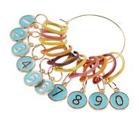 DECORNIJIA Anneaux Marqueurs de Tricot et Crochet Numérotés 0-9 en Alliage Bleu Épingles de Sûreté à Clip avec Oreilles de Chat Accessoires Verrouillables pour Suivi de Mailles et Rangs