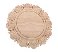 DECORNIJIA Applique Décorative Ronde en Bois Sculpté Non Peint Incrustations Sculptées pour Meubles Ornements Style Vintage pour Armoires Décorations Murales et Portes D’Entrée Applique