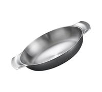 DECORNIJIA Assiette Acier Inoxydable avec Poignées Plateau Rond Profond pour Snacks et Desserts Anti- Léger et Facile à Nettoyer Usage Polyvalent Cuisine et Restaurant