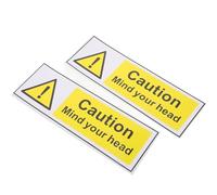 DECORNIJIA Autocollants de Signalisation de Sécurité « Attention la Tête » pour Machines Industrielles, 2 Feuilles Autocollantes en Papier Synthétique Pp Résistantes à L'usure, Panneaux