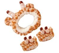 DECORNIJIA Bandeau Spa Girafe Doux et Bracelet Imperméable pour Soins Peau Serre-tête Mignon pour Laver le Visage Accessoires Pratiques pour Femmes et Filles