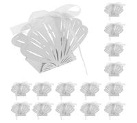 DECORNIJIA Boîte à Bonbons de Coquillage 25 Pièces Papier Ajouré Blanc Récipient de Table à Bonbons pour Mariage et Anniversaire Coffret Présent Léger et Décoratif