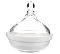DECORNIJIA Bol à Dessert Céramique Blanche avec Couvercle Ramequin de Cuisson Polyvalent pour Fruits Salades et Puddings Bol Compact pour Usage Domestique