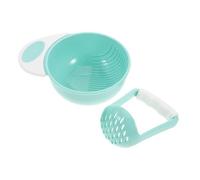 DECORNIJIA Bol de Broyage Manuel pour Aliments Set Double Bol avec Couvercle Débordement Mixeur Portable pour Purée Fruits et Légumes pour Tout Petits
