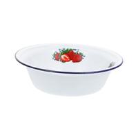 DECORNIJIA Bol Émail Profond avec Motif Fraise Saladier Polyvalent Antidérapant pour Soupe Nouilles et Usage Domestique et Restauration