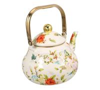 DECORNIJIA Bouilloire à Thé Émaillée 1,5 L avec Motif Floral Vintage, Bouilloire Rétro pour Plaque de Cuisson, Revêtement en Émail Solide, Poignée Ergonomique, pour Infusion et Usage