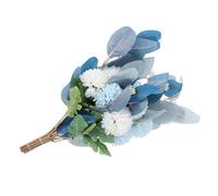 DECORNIJIA Bouquet Artificiel Hydrangea Blanc et Bleu avec Eucalyptus Décoration Réaliste pour Maison et Bureau Ornement sans Entretien Arrangement Élégant pour Intérieur