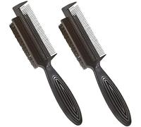 DECORNIJIA Brosse à Cheveux Double Face Noire 2 Pièces Petite Brosse Lissante en Nylon pour Hommes Coiffure Voyage Barbe Nettoyage Salon