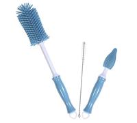DECORNIJIA Brosse de Nettoyage Rotative Silicone pour Biberon et Paille Brosse Pratique et Portable pour Nettoyer Bouteilles Tétines et Accessoires Long Flexible Bleu