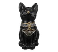 DECORNIJIA Brûleur de Parfum en Résine Noire de Chat Égyptien, Porte-Parfum Conique Multifonction pour Bâtonnets et Cônes, Décoration Intérieure Originale pour Maison, Bureau et Yoga, 17 X