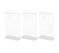 DECORNIJIA Cadre d'exposition de bureau format A6 9x12,8cm 3 pièces double face en acrylique avec support en T pour affichage menus et codes QR en restaurant et salon professionnel