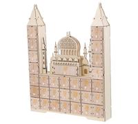 DECORNIJIA Calendrier de L'avent Islamique en Bois 30 Jours avec Tiroirs, Décoration de Table pour Ramadan et Aïd, Ornement de Compte à Rebours Musulman Solide pour Célébration Spirituelle