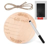 DECORNIJIA Carte de Bébé en Bois Tampon Encreur Lavable et Panneau d'Annonce pour Présent Naissance et Décoration Chambre