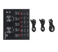 DECORNIJIA Carte Son en Direct Double Port Microphone, Mixeur Professionnel pour Streaming, Équipement de Podcast Compatible PC et Téléphone, Table de Mixage Musicale Portable pour Diffusion