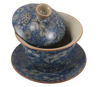 DECORNIJIA Céramique Tasse à Thé Chinoise avec Couvercle Service Asiatique pour Noir et Oolong Bol Porcelaine Artistique pour Usage Quotidien et Style Chinois