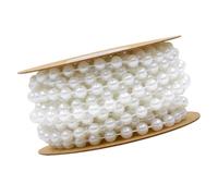 DECORNIJIA Chaîne de Perles Rondes Plastique Blanc Brillant Chaîne Fixe pour Décoration DIY Mariage Guirlande Perles pour Bracelets et Accessoires Rouleau