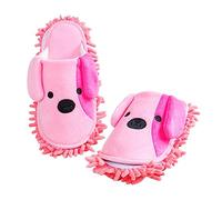 DECORNIJIA Chaussons à Mop Détachables Réutilisables pour Nettoyage de Sols Pantoufles Chenille pour Maison Rouge Unique