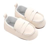 DECORNIJIA Chaussures de Marche Souples Blanches pour Bébé Garçon Semelle Antidérapante Légères 45G Taille 11 CM Premières Chaussures Respirantes pour Tout-Petits Adaptées à L’Intérieur