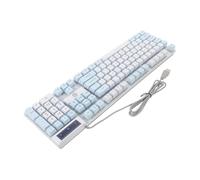 DECORNIJIA Clavier Mécanique Filaire Blanc et Bleu RGB Rétroéclairé Pavé Numérique Gaming Clavier USB-C pour PC Portable Gamer Solide Effets Lumineux Variés et Molette Multimédia pour Jeu et