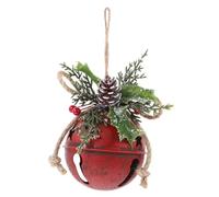 DECORNIJIA Cloche de Noël Rouge Vintage Décoration Suspendue Sapin avec Pomme de Pin et Baie Artificielle Petite Cloche DIY Festive pour Décoration de Noël