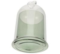 DECORNIJIA Cloche en Verre Transparente avec Socle Vert de Cœur Dôme Anti-Poussière pour Diffuseur et Fleurs Stabilisées Présentoir Décoratif de Table pour Bureau et Salon