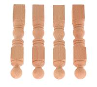 DECORNIJIA Colonnes Décoratives en Bois Massif 4 Pièces 13,5 CM pour Garde-Corps Miniature et Meubles Artisanaux, Balustres d'Escalier Non Peints pour Maison de Poupée et Décorations