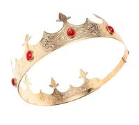 DECORNIJIA Couronne Royale Homme Vintage En Métal Doré Pierres Décoratives Coiffure Cosplay Fête Costume Prince Taille Unique