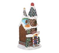 DECORNIJIA Décoration de Noël en Résine Maison Lumineuse sans Pile Modèle Village Miniature Villa Lumineuse Festive pour Bureau Salon Table Ambiance Chaleureuse