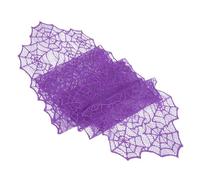 DECORNIJIA Décoration Halloween Toile Araignée Dentelle Tissée Nappe de Table Violette Décoration de Fête Intérieure et Extérieure Protège Table et Cheminée Taches et Rayures