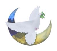 DECORNIJIA Décoration Murale Colombe Lune Suspendue Ornements Muraux Art Mural Oiseau Extérieur Intérieur Salon Balcon Élégant Robuste