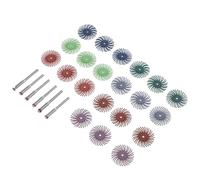 DECORNIJIA Disques à Poils Radiaux 1 Pouce 27 Pièces avec Arbre 3 Mm pour Mini Ponceuse, Kit Roue à Brosses de Polissage Abrasives Multifonction, Adapté Sculpture Bois Métal, Finition