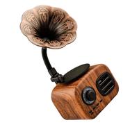 DECORNIJIA Enceinte sans Fil Rétro de Phonographe Classique, Mini Enceinte Portable en Bois de Noyer, Haut-Parleur Stéréo Basses Puissantes, Lecteur Mp3 Compatible USB pour Maison et Voyage